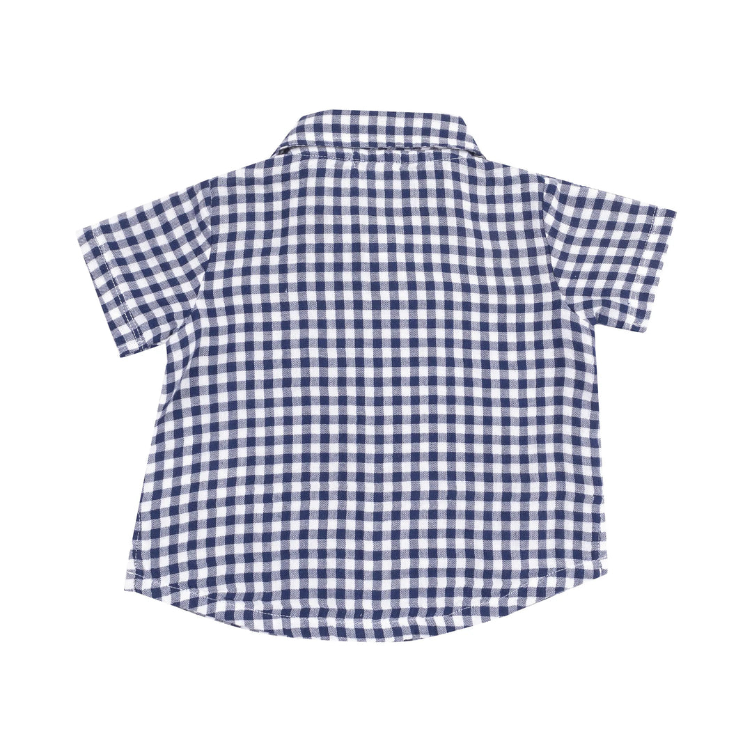 Navy Gingham Top + Navy French Terry Short Set