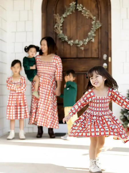 Holiday Plaid Velour Dress