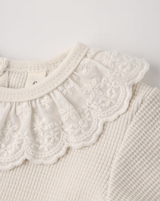 Collar Ruffle Bodysuit - Natural