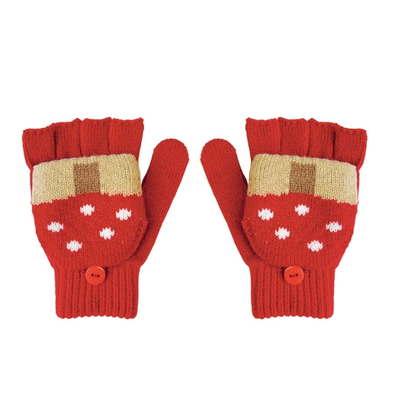 Toadstool Knitted Gloves 3-6 Years