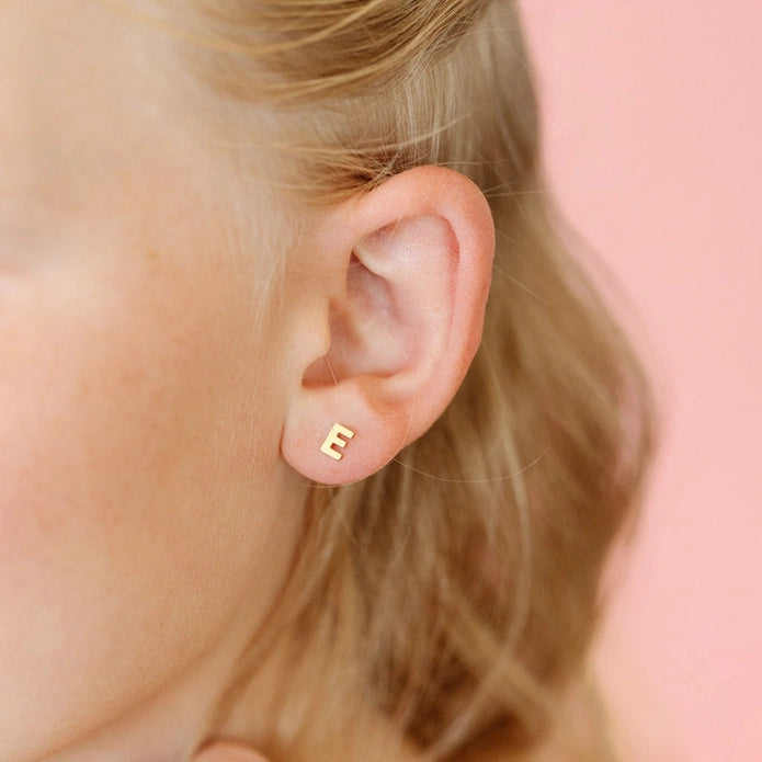 Hypoallergenic Gold Letter Studs