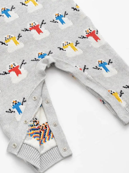 Cheery Snowmen Knit Overalls