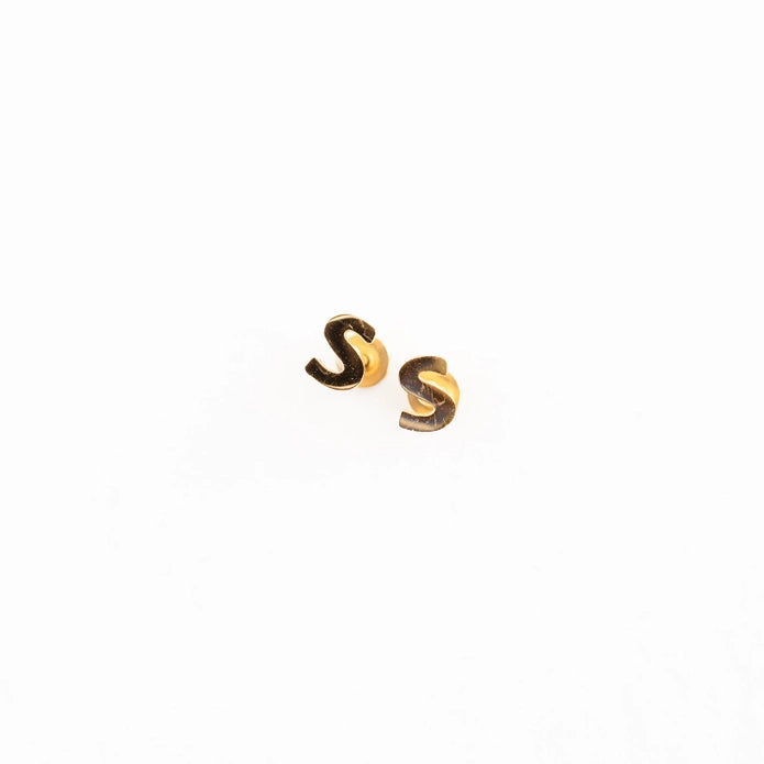 Hypoallergenic Gold Letter Studs