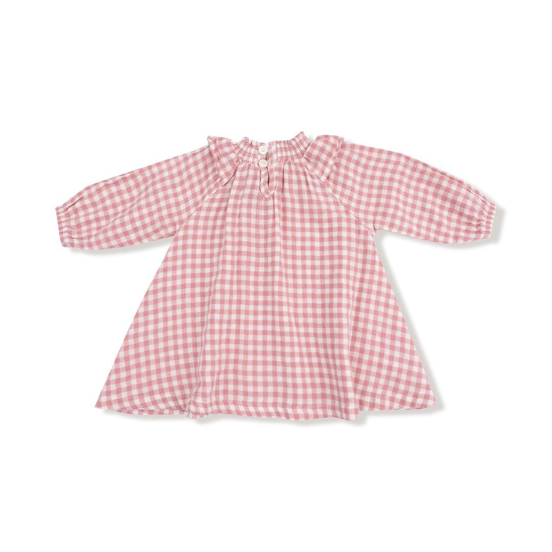 Rose Pink Plaid Smocked Ruffle Dress + Diaper Cover