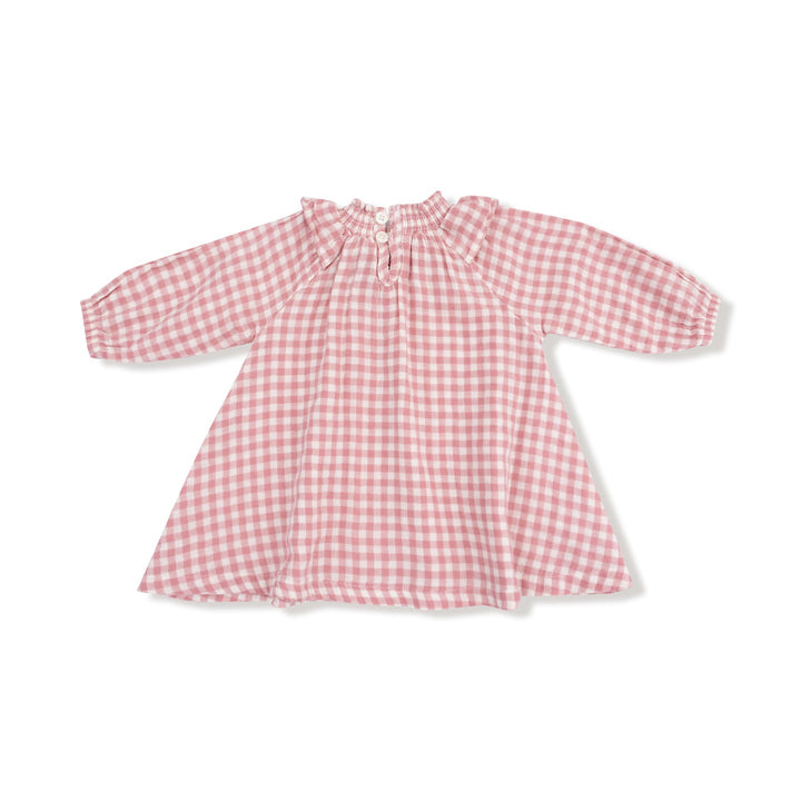 Rose Pink Plaid Smocked Ruffle Dress + Diaper Cover