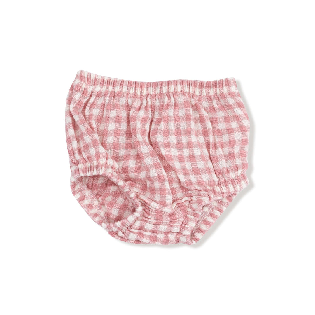 Rose Pink Plaid Smocked Ruffle Dress + Diaper Cover