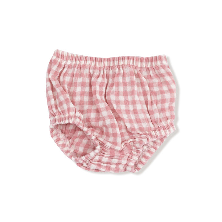 Rose Pink Plaid Smocked Ruffle Dress + Diaper Cover