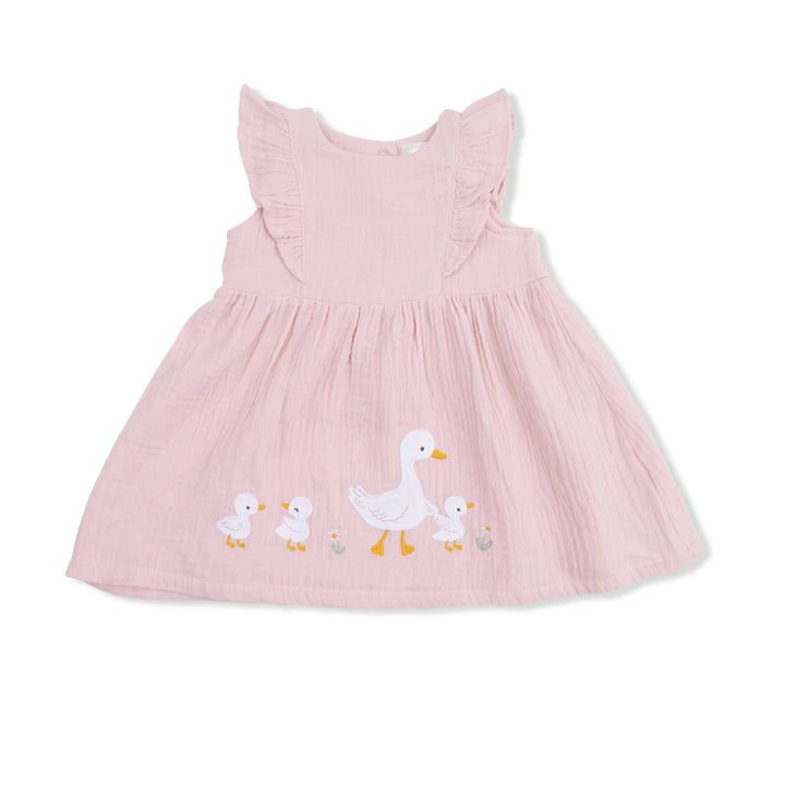 Lotus Flower Ducklings Ruffle Sleeve Dress + Bloomer