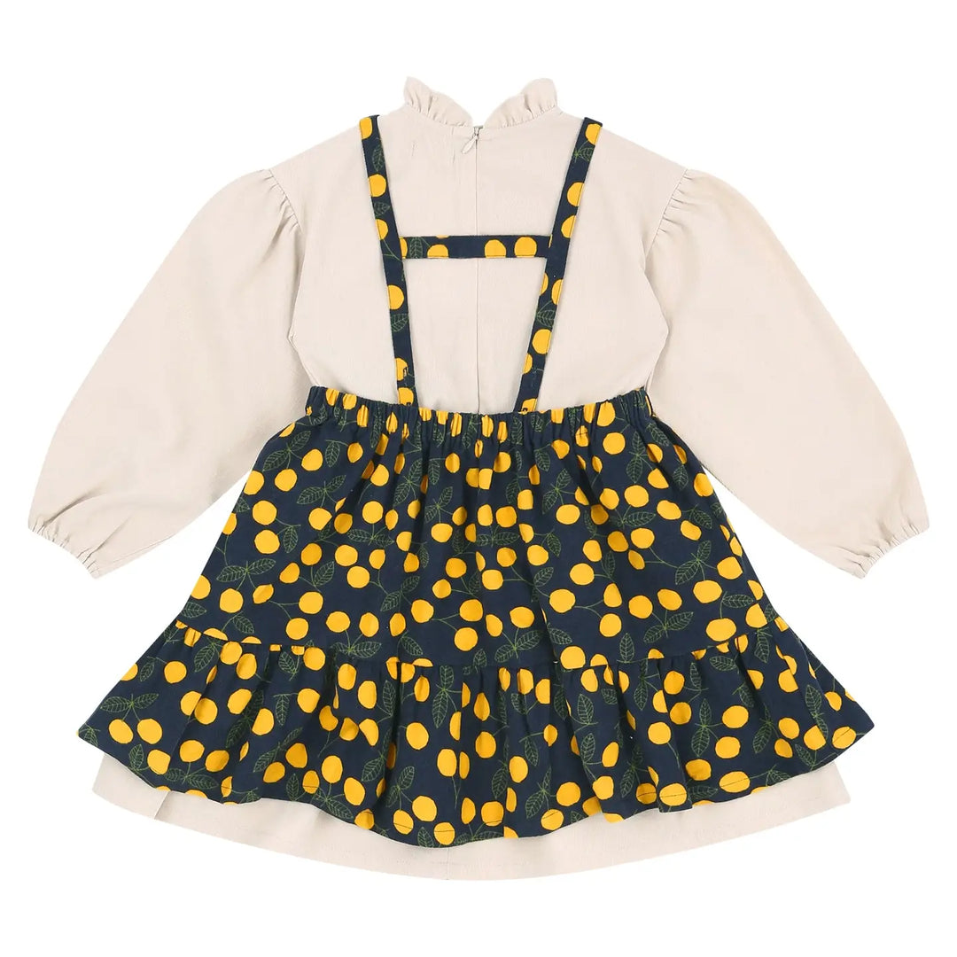 Dorothy Ruffled Neck Dress + Suspender Skirt Set