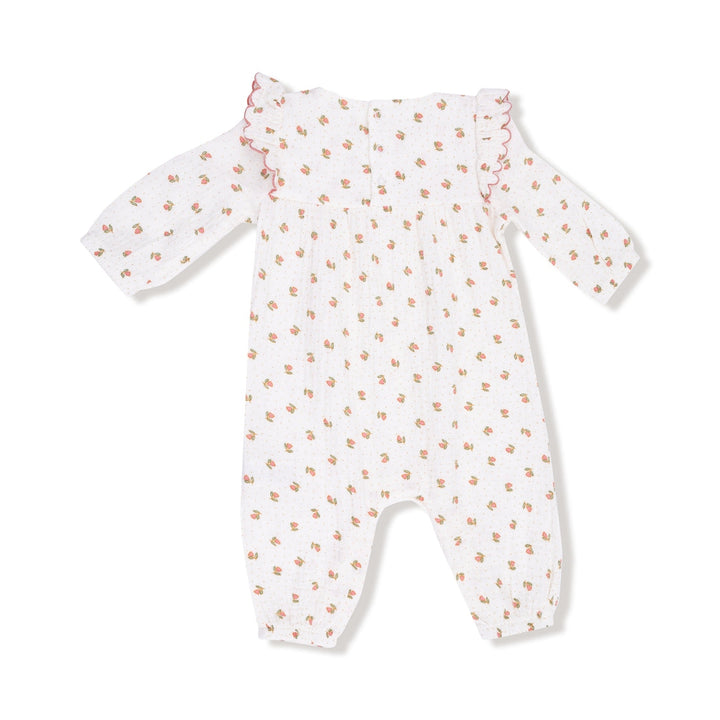 Petite Pointe Fleur L/S Petal Ruffle Romper