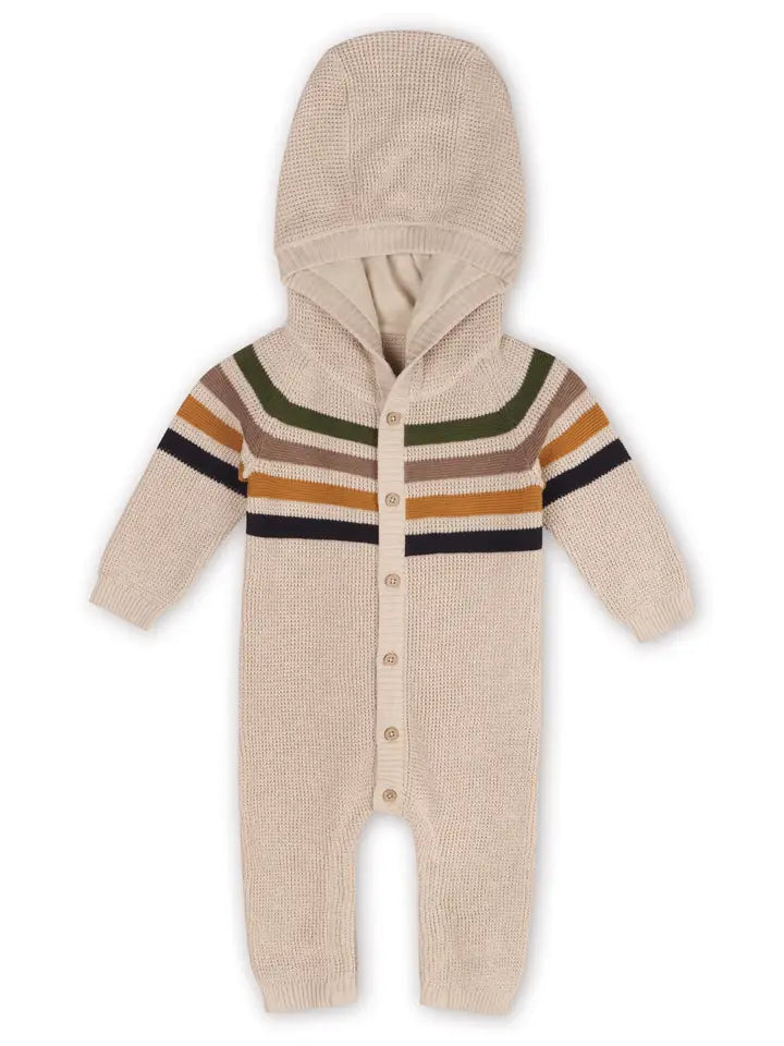 Striped Hooded Organic Knit Jumpsuit