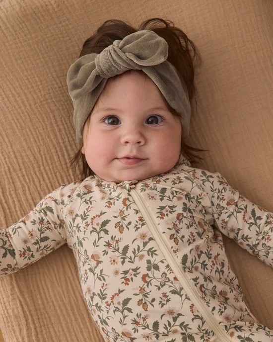 Velour Bow Headband - Spruce