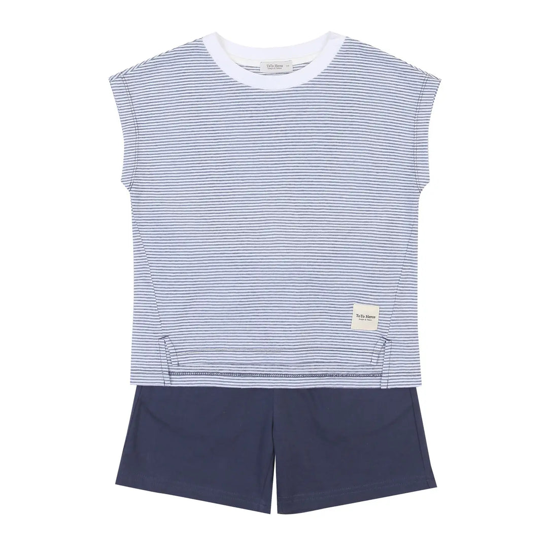Davin Striped Tee & Solid Shorts Set