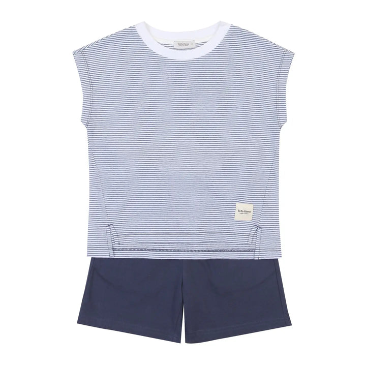 Davin Striped Tee & Solid Shorts Set