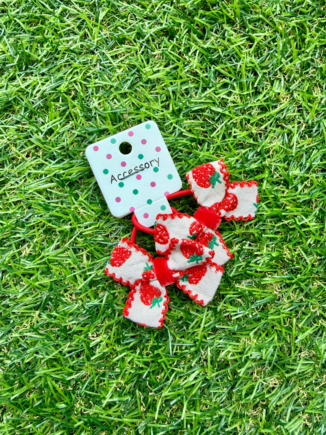 Embroidered Strawberry Ponytail Holders