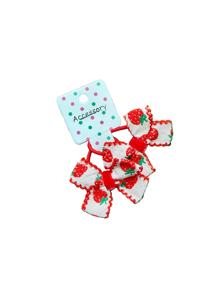 Embroidered Strawberry Ponytail Holders