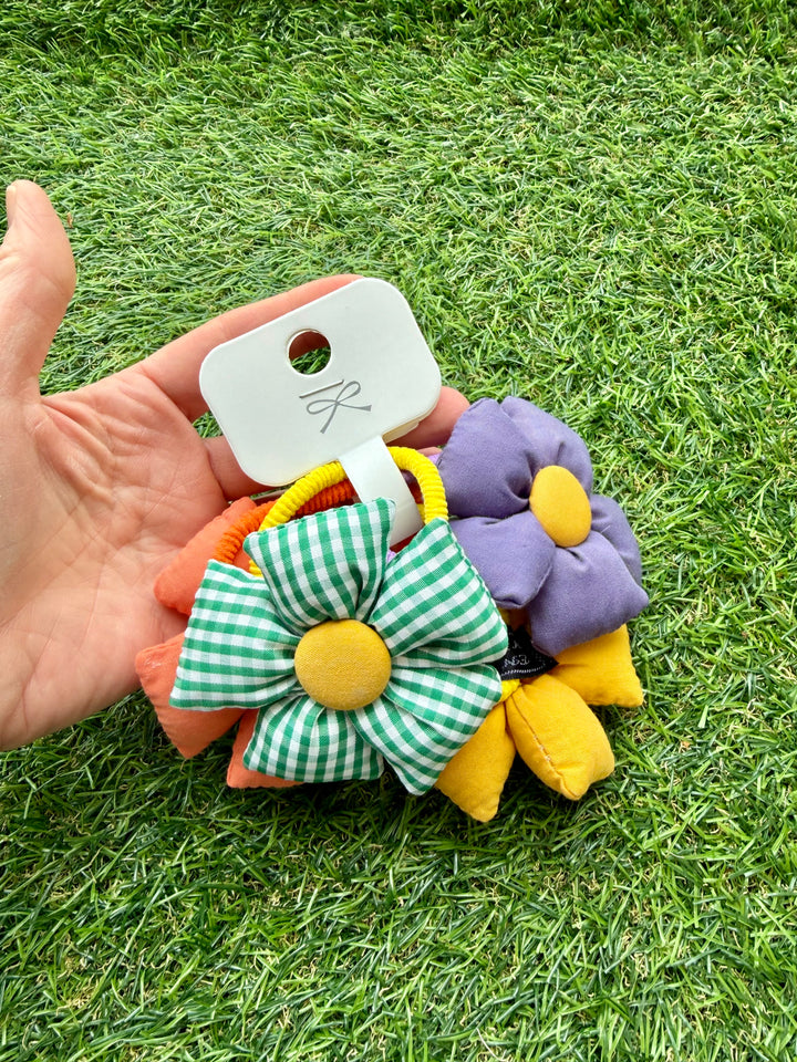 Plush Flower Hair Ties S/4