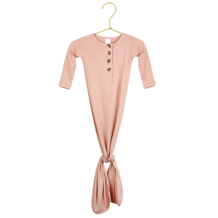 Audrey Pink Ribbed Knotted Gown  newborn-3 months