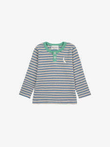 Blue Stripe Waffle Baby Henley