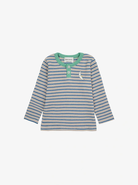 Blue Stripe Waffle Baby Henley