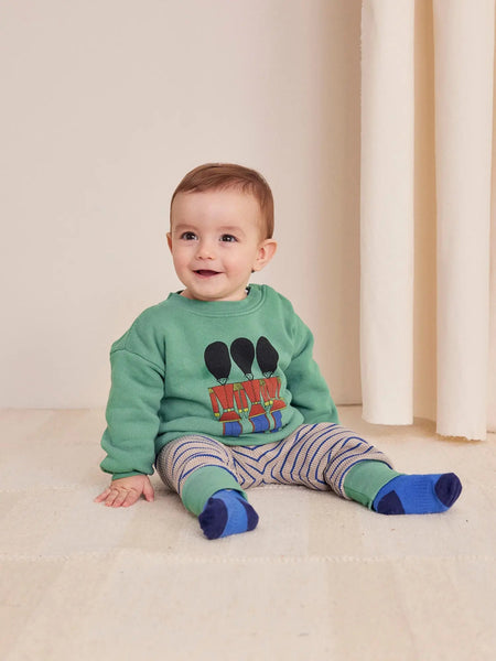 Blue Stripe Waffle Baby Leggings