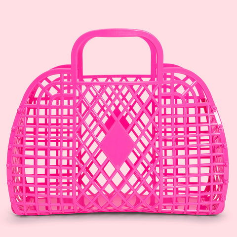 Large Retro Basket - Berry Pink