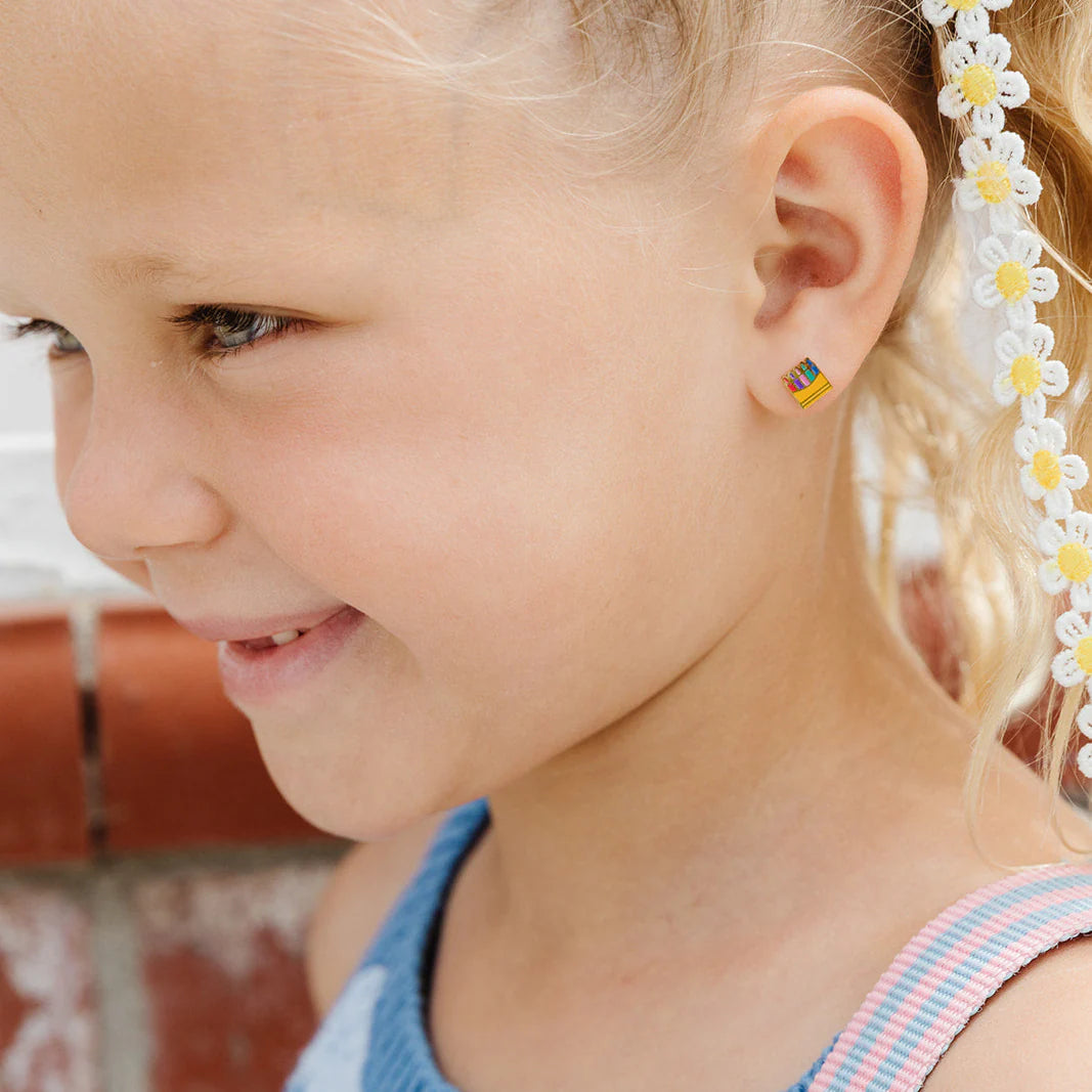 Hypoallergenic Gold and Enamel Crayons Earrings