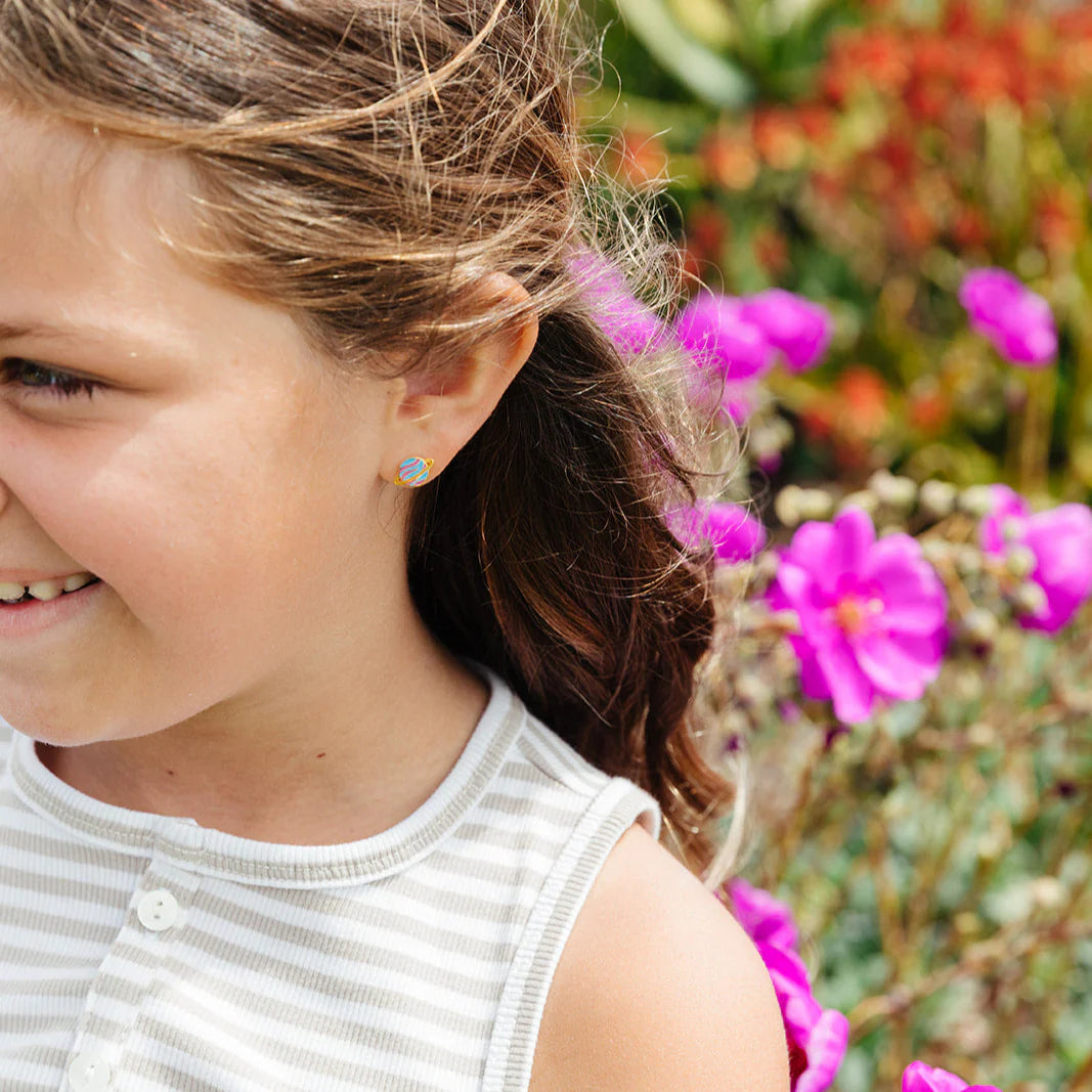 Hypoallergenic Gold & Enamel Planet Earrings