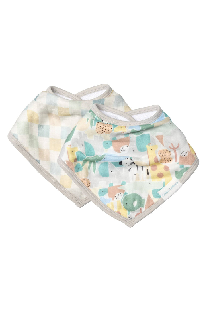 Muslin Bandana Bib Set - animal puzzle