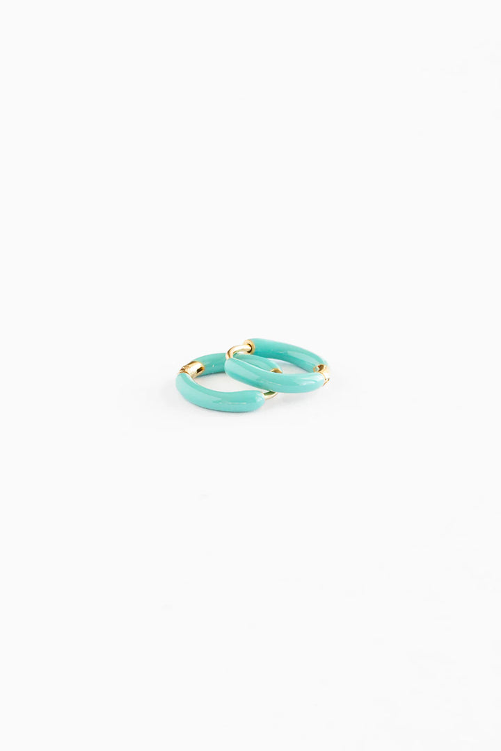 Hypoallergenic Gold and Turquoise Enamel Hoops
