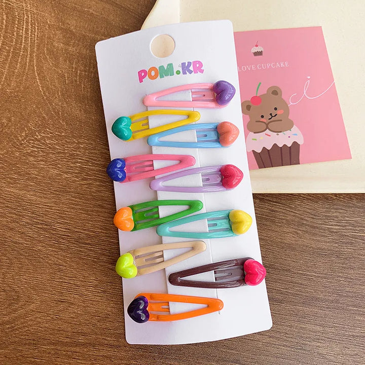 Colorful Hearts Hair Snap Clip S/10