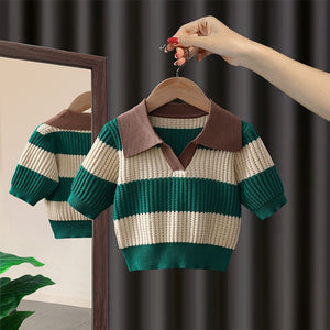 Retro Stripe Collared Sweater