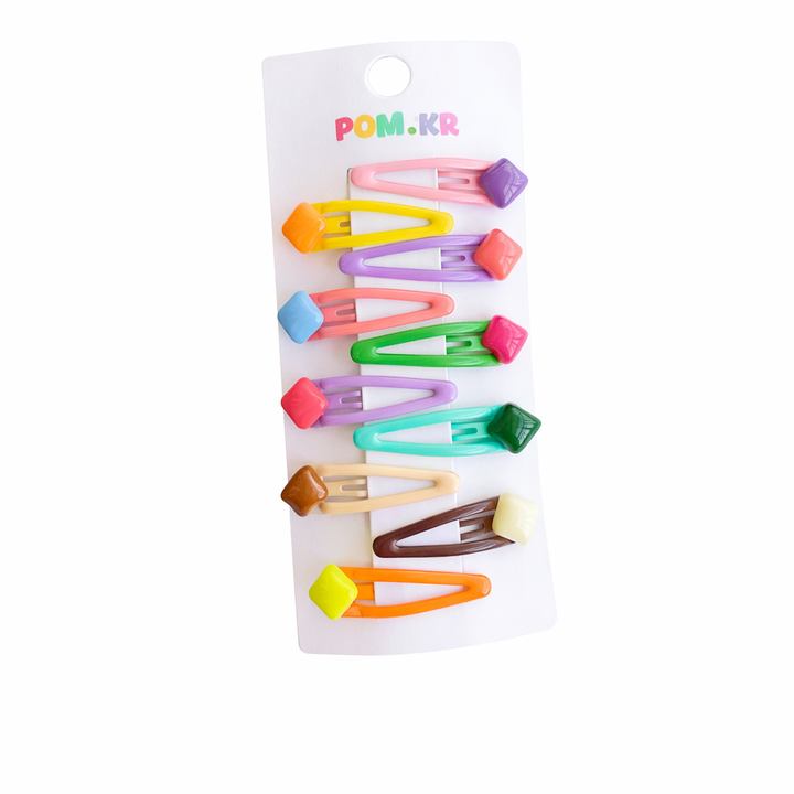 Colorful Squares Hair Snap Clip S/10