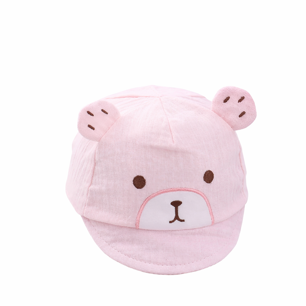 Happy Bear Soft Brim Cap (0-12 months) Pink