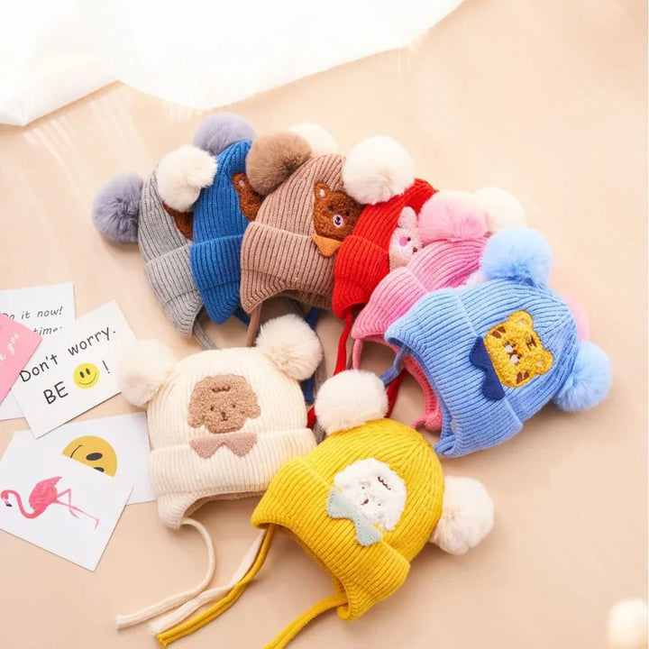 Bunny Pom Earflap Beanie (6-12 months)