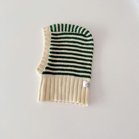 Cream/Green Knit Stripe Balaclava (1-4 years)