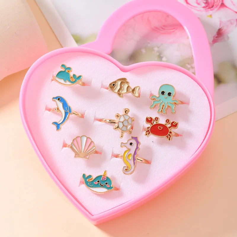 Heart Box Set of Ocean Rings