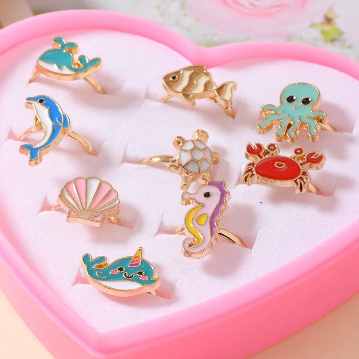 Heart Box Set of Ocean Rings