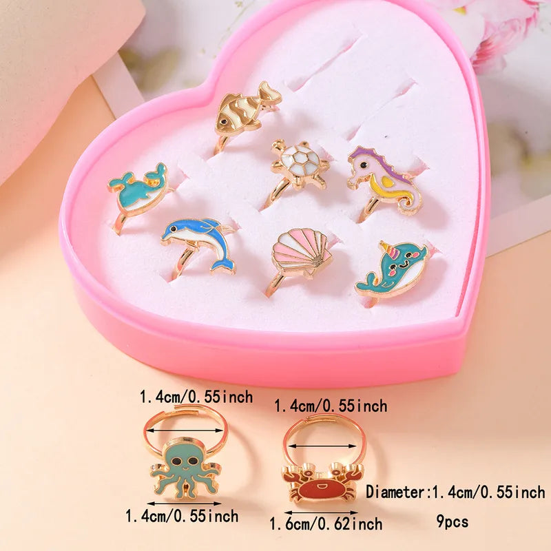 Heart Box Set of Ocean Rings
