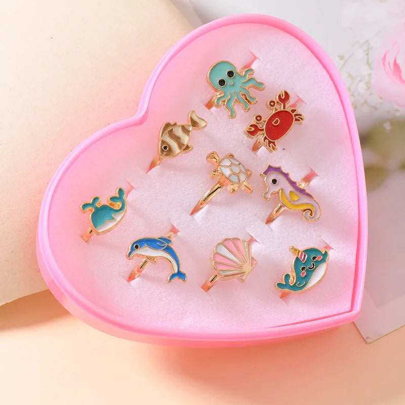 Heart Box Set of Ocean Rings