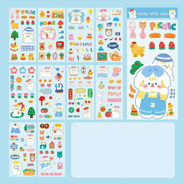 Blue Puppy 10 Page Sticker Set