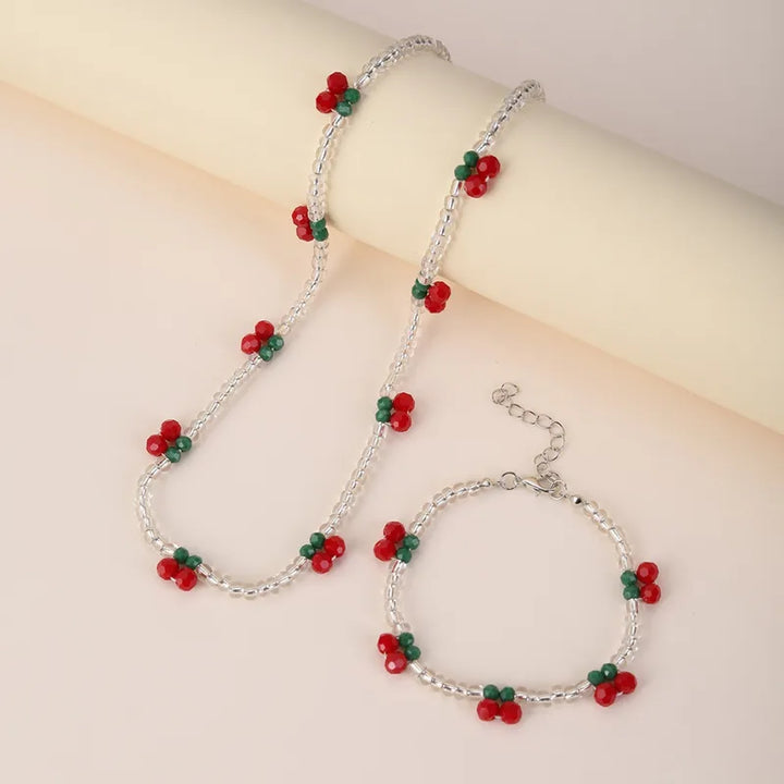 Cherries Necklace and Bracelet Set