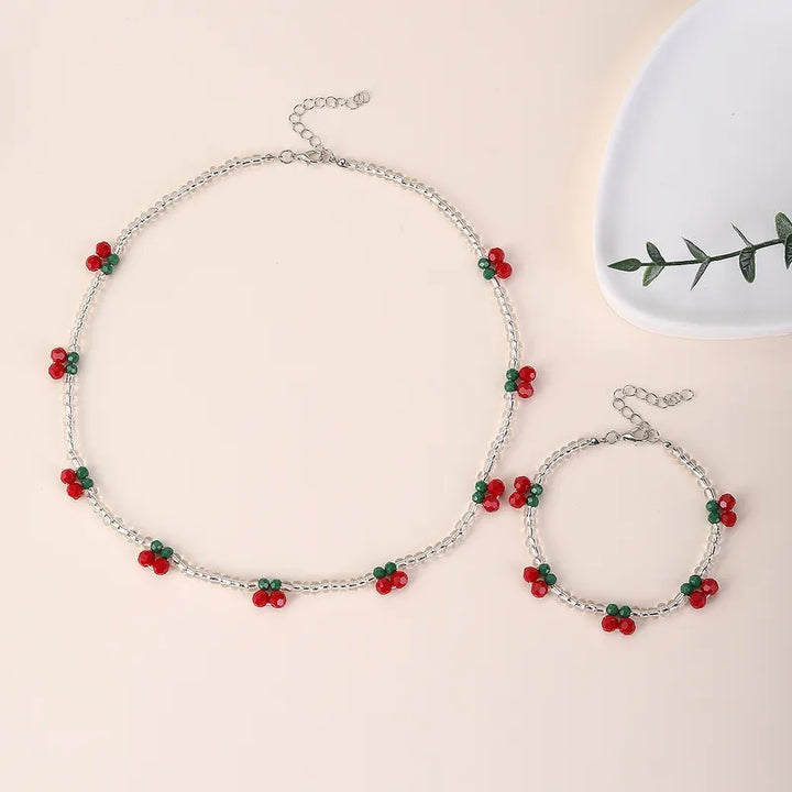 Cherries Necklace and Bracelet Set