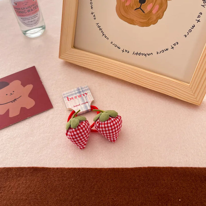 Plush Strawberry Ponytail Holders