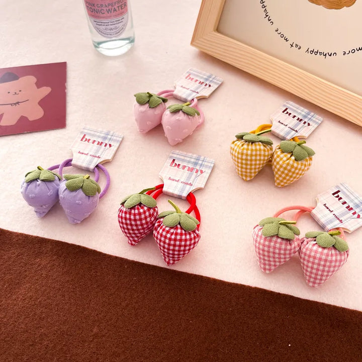 Plush Strawberry Ponytail Holders