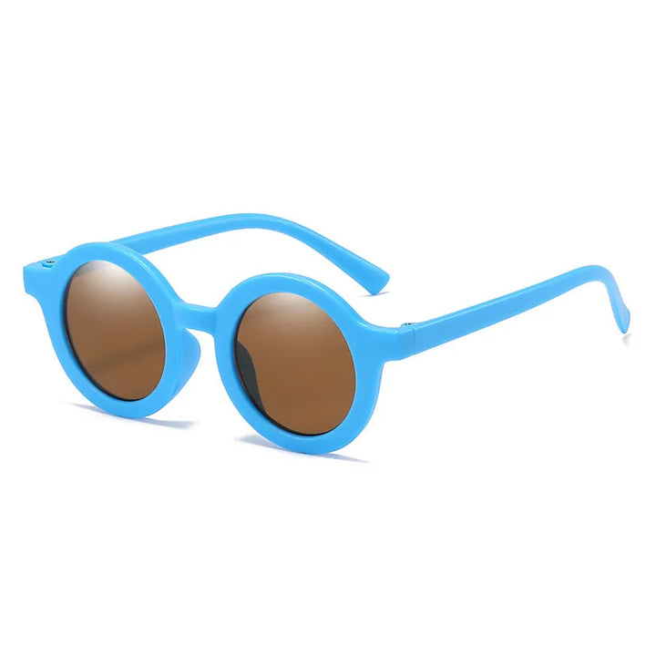 Retro Round Sunglasses Bright Blue 3-8 years