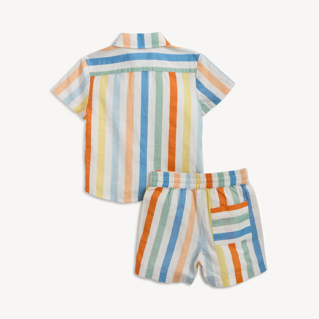 Multi Stripe Woven Short & Shirt Set