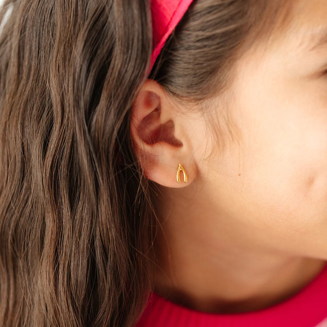 Hypoallergenic Gold Wishbone Earrings