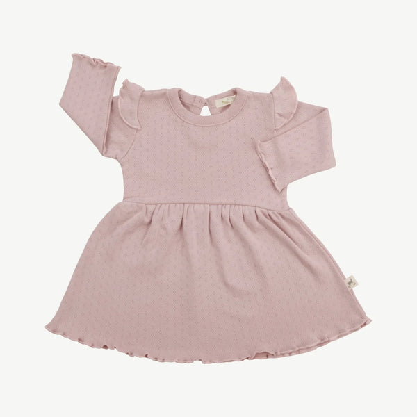 Mauve Organic Pointelle Baby Dress -