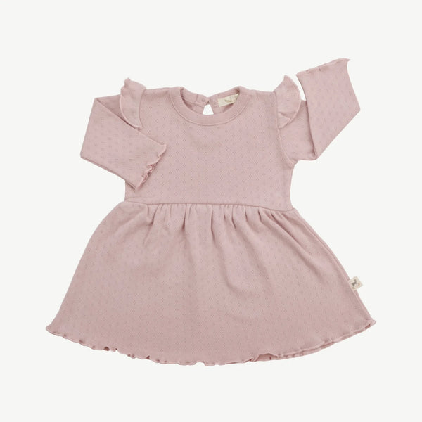 Mauve Organic Pointelle Baby Dress -